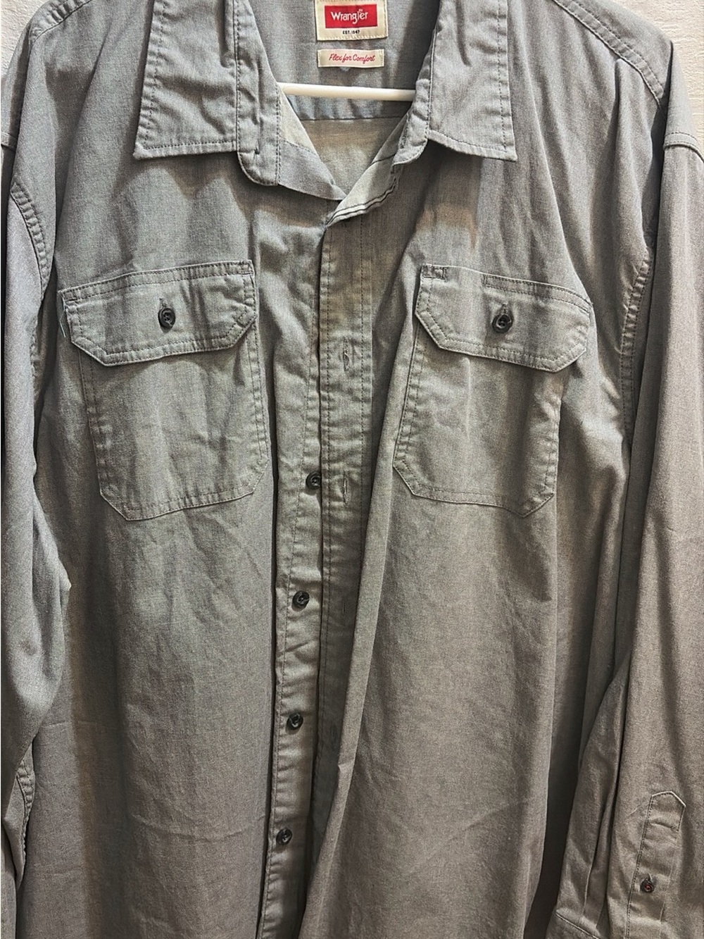 Wrangler Gray Button-Up Work Shirt